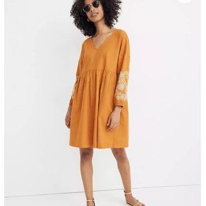 Madewell: Embroidered-Sleeve Popover Dress: Med